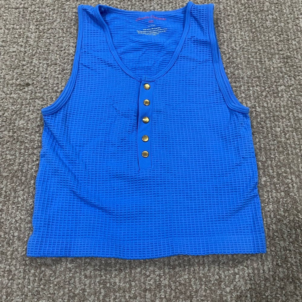 Suzette Collection Vibrant Blue Tank Top with Gold Accents